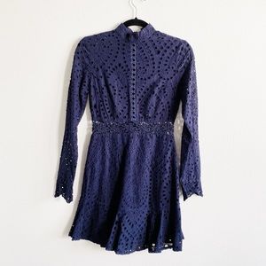 Hello Molly • Navy Eyelet High Neck Dress